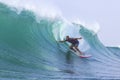 Surfing a Wave. Bali Island. Indonesia. Royalty Free Stock Photo