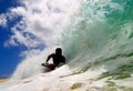 Surfing a Wave in Hawaii Royalty Free Stock Photo