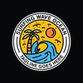 Surfing Wave Ocean Logo Vector Graphic Design illustration Circle Badge Emblem Symbol and Icon