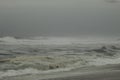 Surfing the waves on the beach of Matosinhos