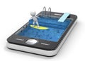 Surfing with your Mobile Phone. 3D little human ch