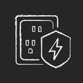 Surge protection chalk white icon on dark background