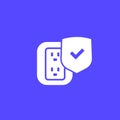 surge protection icon with a shield, vector