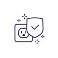 surge protection line icon with a shield