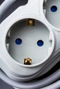 surge protector, electric outlet on a dark background. Royalty Free Stock Photo