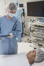 Surgeon consulting a patient, getting ready for surgery Royalty Free Stock Photo