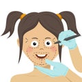 Surgeon drawing marks on female face. Plastic surgery concept Royalty Free Stock Photo