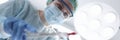 Surgeon female doctor in operating room portrait. Royalty Free Stock Photo