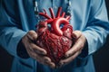 Realistic Human Heart Model Held by Surgeon.generative ai