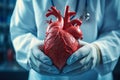 Realistic Human Heart Model Held by Surgeon.generative ai