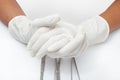 Surgeon hands folded ready to operate Royalty Free Stock Photo
