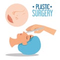 Surgeon hands with woman plastic surgery process