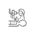 Surgeon making operation to patient hand drawn outline doodle icon.