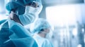 Surgeon medical doctor prepare to perform surgery in hospital operating room, with blurred background, healthcare and hospital