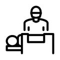 Surgeon nad patient on surgical table icon vector outline illustration