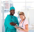Surgeon and nurse in hospital Royalty Free Stock Photo