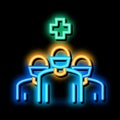 surgeon and nurses neon glow icon illustration