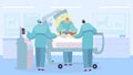 Surgeon performing operation, dog in veterinary clinic, vector illustration Royalty Free Stock Photo