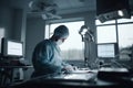 Surgeon is preparing to perform an important operation in operating room. Ai generative