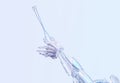 Surgeon robot hand holding surgery tool. Robotic surgery concept. Robotic technology 3D illustration