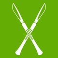 Surgeon scalpels icon green