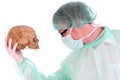 Surgeon with skull