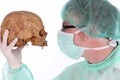 Surgeon with skull