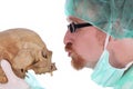 Surgeon with skull