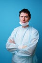 Surgeon in sterile blue uniform Royalty Free Stock Photo