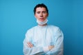 Surgeon in sterile blue uniform Royalty Free Stock Photo