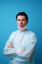 Surgeon in sterile blue uniform Royalty Free Stock Photo