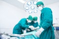 The surgeon team is working in the operating room. Surgeon is operating a patient in an operating in a hospital Royalty Free Stock Photo