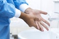 Surgeon washing hands before surgery Royalty Free Stock Photo