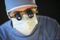 Surgeon Wearing Mask And Magnifying Glasses