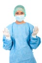 Surgeon woman prepare for surgery Royalty Free Stock Photo