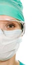 Surgeon woman in protective glasses and mask Royalty Free Stock Photo
