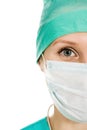 Surgeon woman in protective mask Royalty Free Stock Photo