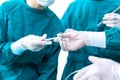 The surgeon is working in a hospital operating room Royalty Free Stock Photo