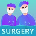 Surgeons operating concept banner, cartoon style