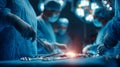 Surgeons perform a complex medical procedure in a modern operating room with advanced surgical tools Royalty Free Stock Photo