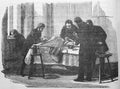 Surgeons perform an operation in the old book The Schools of Surgery, by A. Tauber, 1889, S.-Petersburg