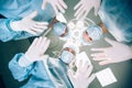 Surgeons standing above of the patient before Royalty Free Stock Photo