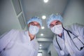Surgeons standing above of the patient before surgery Royalty Free Stock Photo