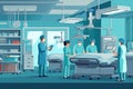 Surgeons team in operating room flat vector illustration. Cartoon surgeons team working in operation room, Medical doctor ER team Royalty Free Stock Photo