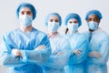 Surgeons Team Ready for Surgery. Practitioners Wearing Protective Uniforms Royalty Free Stock Photo