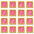 Surgeons tools icons pink