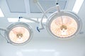 Surgery lamps or lights illuminate the surgery when a team of doctors is performing surgery in a hospital operating room Royalty Free Stock Photo