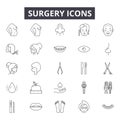 Surgery line icons for web and mobile design. Editable stroke signs. Surgery outline concept illustrations