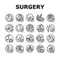 surgery operate room invasive icons set vector