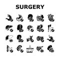 surgery operate room invasive icons set vector